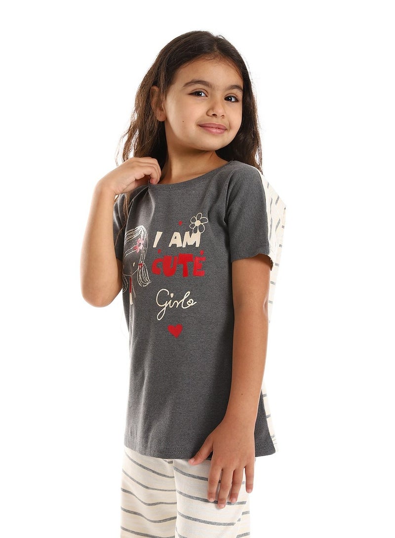 Printed Top With Pants Pajama Set