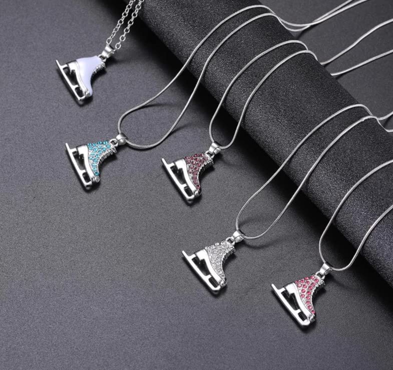 TEAMER 3D Turquoise Crystal Ice Skate Necklace Figure Skating Pendant Skater Necklace Jewelry Gifts for Women (Blue Rhinestone) - Image 4