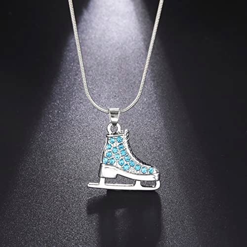 TEAMER 3D Turquoise Crystal Ice Skate Necklace Figure Skating Pendant Skater Necklace Jewelry Gifts for Women (Blue Rhinestone) - Image 3