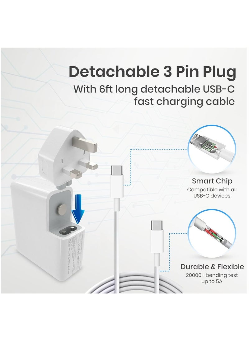 96W Type C Macbook Pro-Air Fast Replacement Charger, Power Adapter works with 13, 14, 15, 16 Inch 2016/17/18/19/20 Model Laptops, Tabs & Smartphones, Thunderbolt Charger with USB C Cable, iPhone 15 - pzsku/Z1B236318D649BA61E26DZ/45/_/1705058273/6dac506d-8089-47f4-b1f4-6dc74e5cfc1c