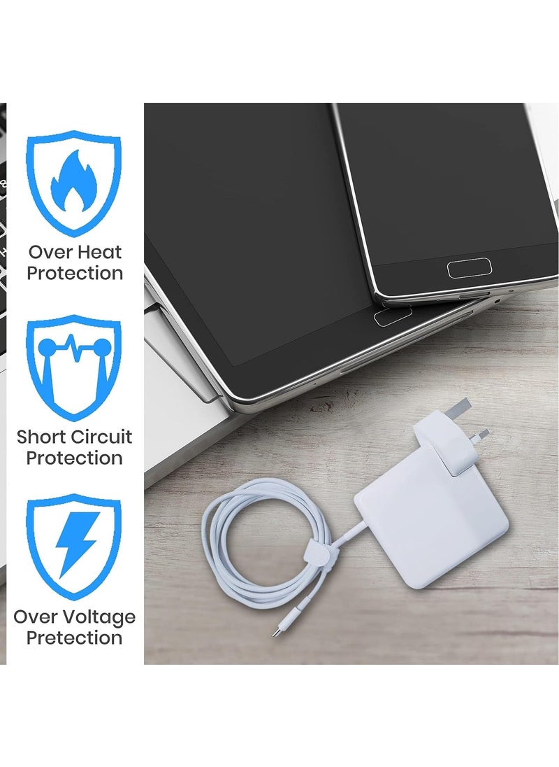 MMG - 96W Type C Macbook Pro-Air Fast Replacement Charger, Power Adapter works with 13, 14, 15, 16 Inch 2016/17/18/19/20 Model Laptops, Tabs & Smartphones, Thunderbolt Charger with USB C Cable, iPhone 15 - Image 1