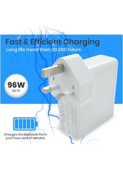 MMG 96W Type C Macbook Pro-Air Fast Replacement Charger, Power Adapter works with 13, 14, 15, 16 Inch 2016/17/18/19/20 Model Laptops, Tabs & Smartphones, Thunderbolt Charger with USB C Cable, iPhone 15  - Image 5