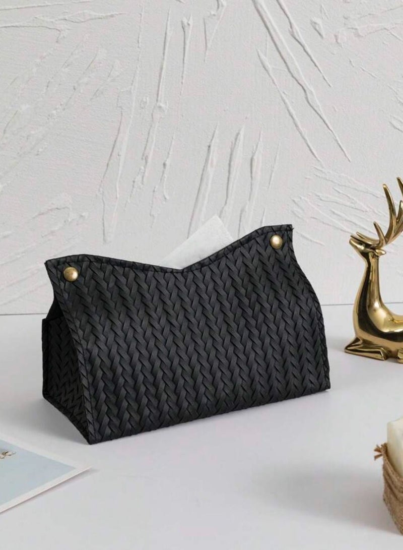 HOMESTAR black leather tissue box - Image 1