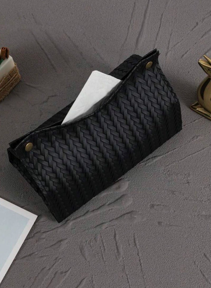 HOMESTAR black leather tissue box - Image 2