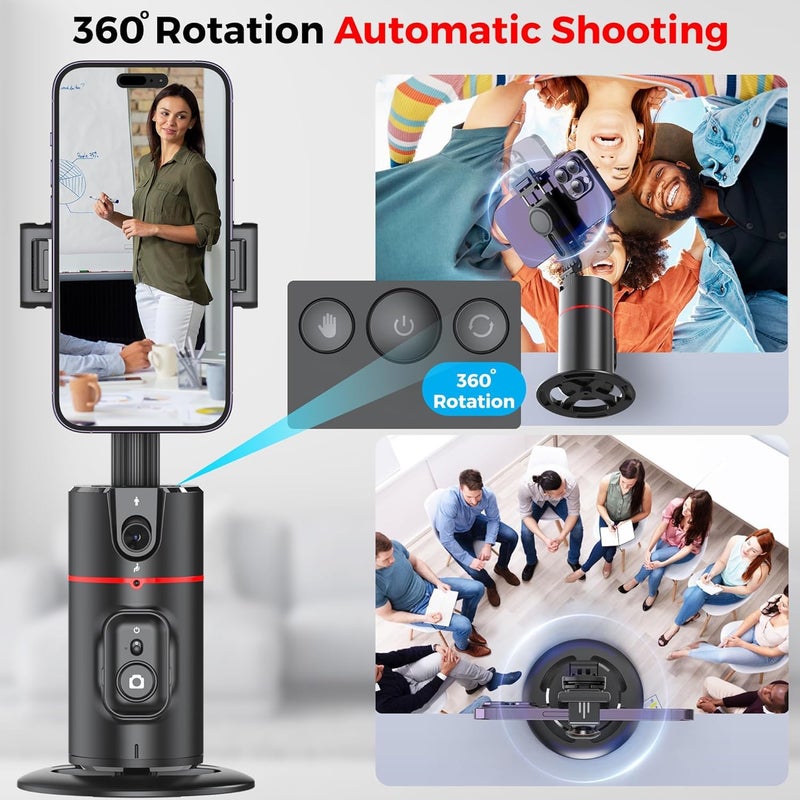 Hold Up Auto Face Tracking Tripod,360° Rotation Mobile Holder for Smart Video&Photo Shooting with Remote,No App Needed,Gimbal Stabilizer with Gesture Control for Vlog,Streaming & Video Recording,Black - Image 4