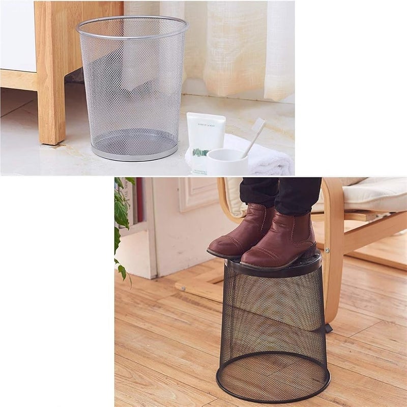 SHOWAY Waste Basket Trash Can Metal Wire Circular Mesh Bin Lightweight and Stylish Ideal Garbage Trash Can for Home & Office Waste (Random Color) - Image 2