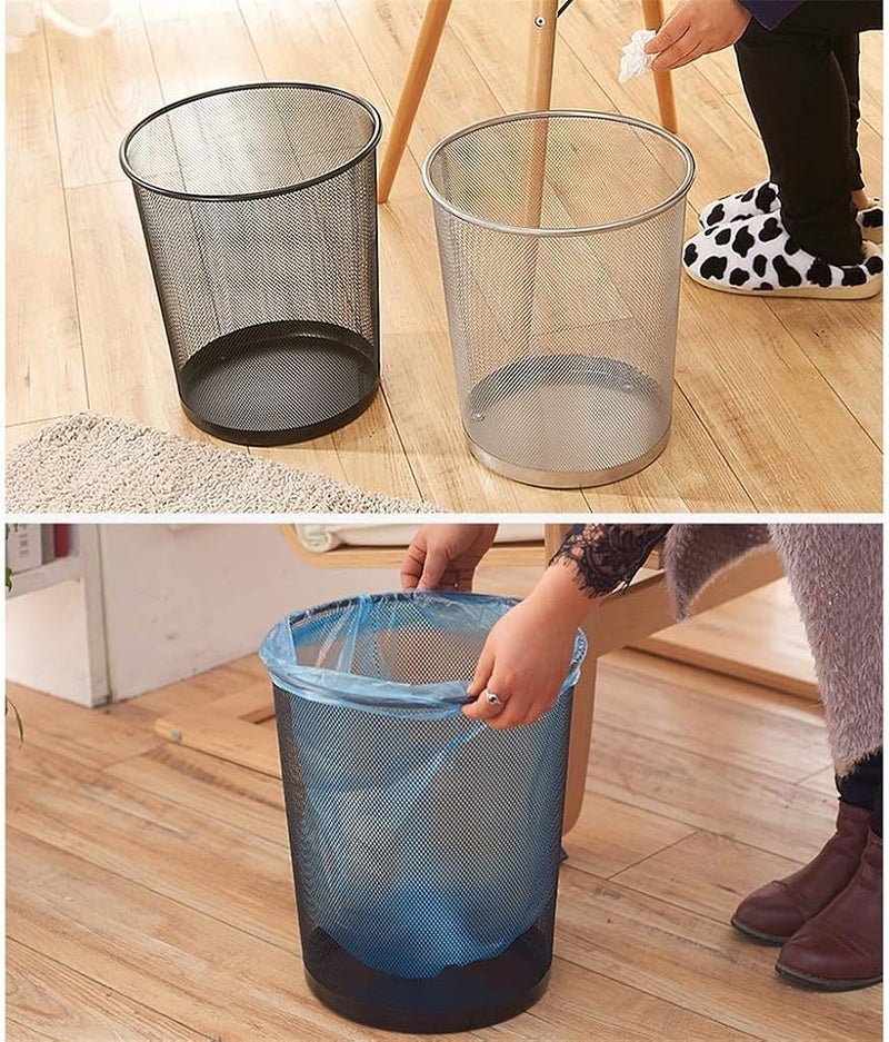 SHOWAY Waste Basket Trash Can Metal Wire Circular Mesh Bin Lightweight and Stylish Ideal Garbage Trash Can for Home & Office Waste (Random Color) - Image 3