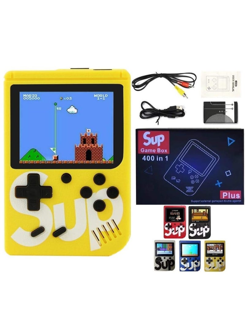 SUP Game Box Plus – Upgraded 400-in-1 Retro Handheld Game Console | Mini Portable Gaming Device with 3-Inch Screen & Rechargeable Battery | Classic Arcade Fun for Kids & Adults | Perfect Gift Idea – Yellow - Image 1