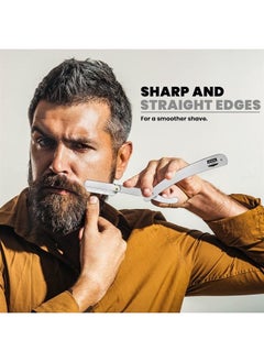 Professional Barber Straight Edge Razor Safety with 100-Pack Derby Blades - 100 Percent Stainless Steel (Silver)