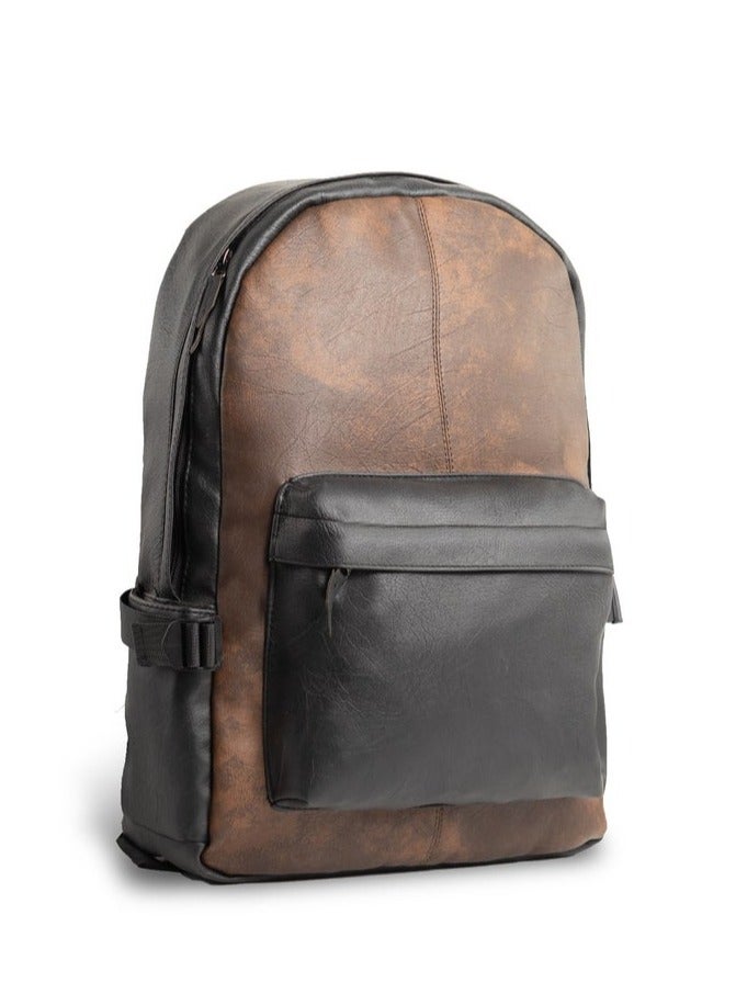 Ar supply Ar Leather Backpack by Arij Bags | Backpack for Daily Use, Work and University, Large Main Compartment, Laptop Pocket, Multiple Outer Pockets (43 × 30 × 12 cm) (Black & Brown) - Image 1