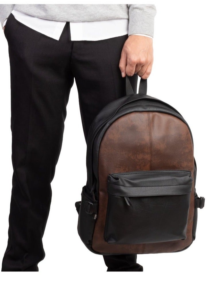 Ar supply Ar Leather Backpack by Arij Bags | Backpack for Daily Use, Work and University, Large Main Compartment, Laptop Pocket, Multiple Outer Pockets (43 × 30 × 12 cm) (Black & Brown) - Image 3