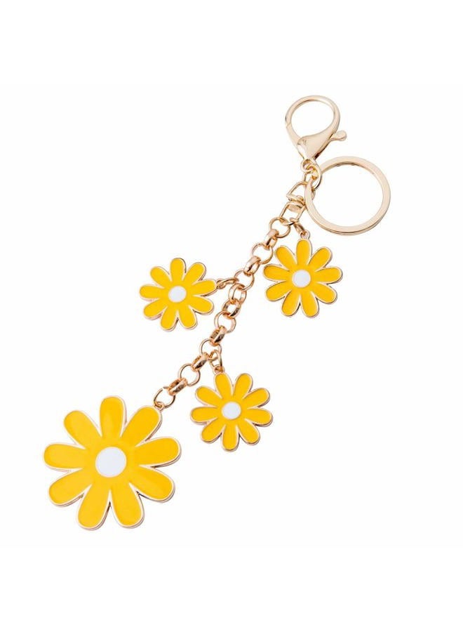 Giftale Women's Flower Bag Charms Enameled Keychain Purse Accessories, Sunflower-yellow, Large - Image 3