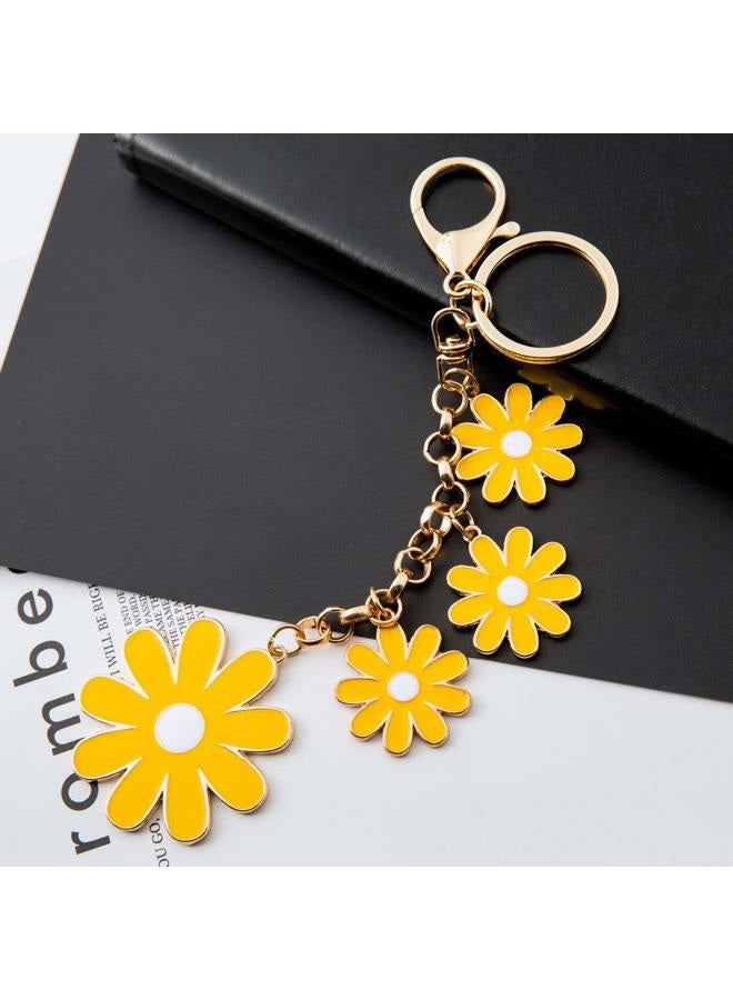 Giftale Women's Flower Bag Charms Enameled Keychain Purse Accessories, Sunflower-yellow, Large - Image 1