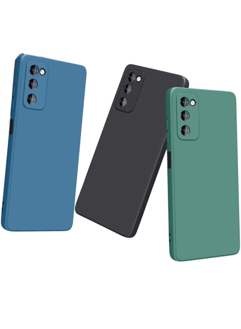 ساراونت غطاء حماية من السيليكون غير اللامع Samsung Galaxy A14 4G/ 5G- مكون من 3 قطع - رفيع، ملون، قبضة جيدة (أسود، أزرق، أخضر) - Image 1