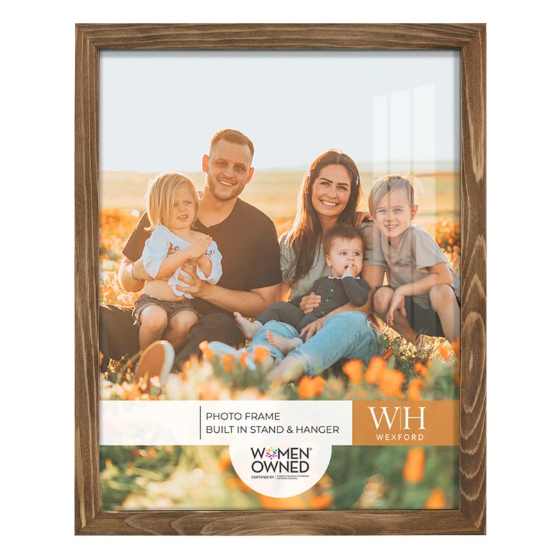Renditions Gallery 11x14 inch Picture Frame Walnut Wood Grain Frame Highend Modern Style Made of Solid Wood and High Definition Glass for Wall and Tabletop Photo Display