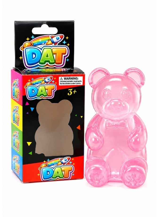 DAT Squishy Gummy Bear Stress Relief Toy for Kids – Soft Translucent Squeeze Fidget Sensory Bear Figure, Ages 3+, Assorted Colors - Image 1