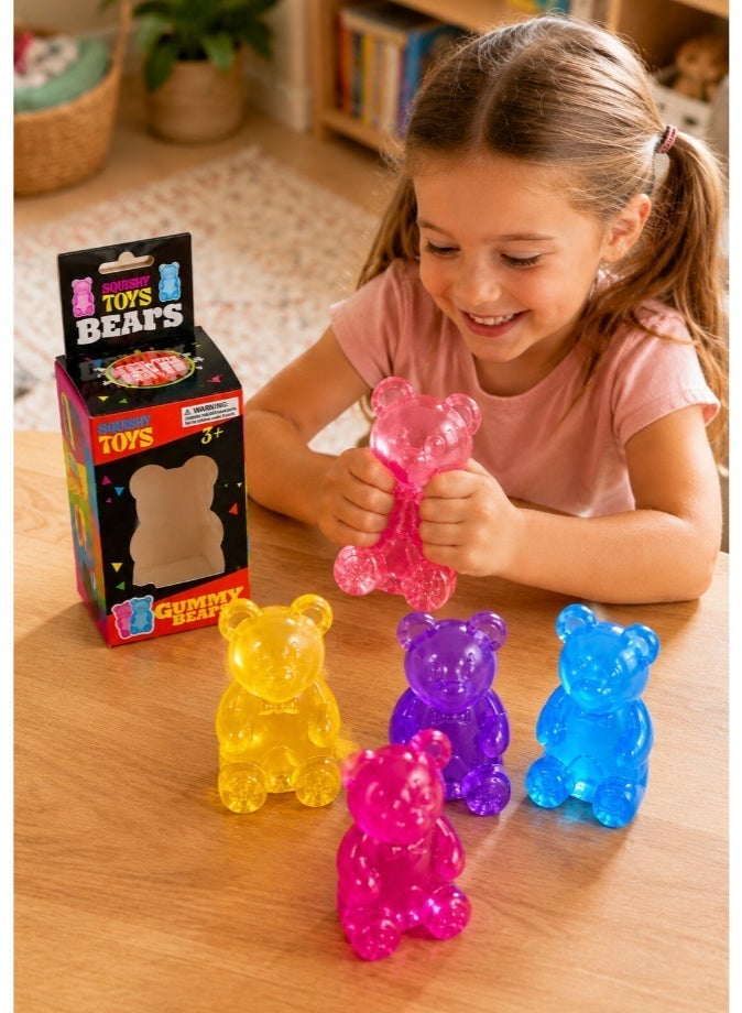 DAT Squishy Gummy Bear Stress Relief Toy for Kids – Soft Translucent Squeeze Fidget Sensory Bear Figure, Ages 3+, Assorted Colors - Image 3