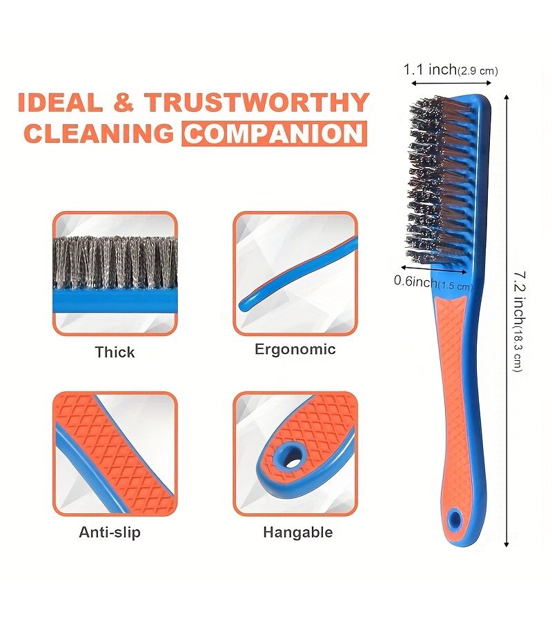 Metal Rust Removal Brush Durable Plastic Handheld Wire Brush for Deep Cleaning - Image 2