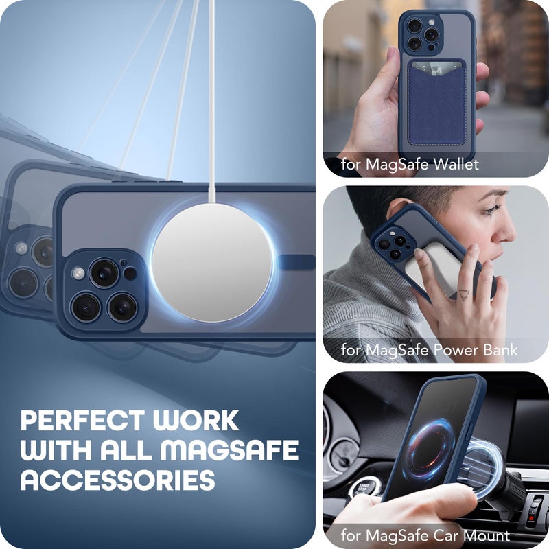 TIESZEN for iPhone 15 Pro Case, Compatible with MagSafe, Built-in Privacy Screen Protector and Camera Protection, Anti Spy Full Body Dustproof Shockproof Hard Phone Case 6.1", Dark Blue - Image 4
