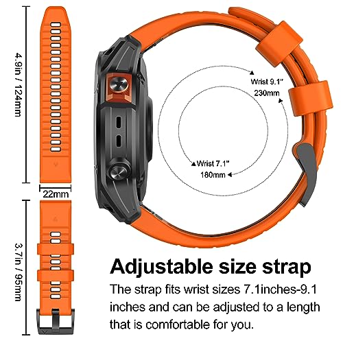 MYSNBKN Compatible with Fenix 7 Band,22mm Easy-fit Silicone Watch Strap Wristbands Replacement for Garmin Fenix 5/Fenix 5 Plus/Fenix 6/Fenix 6 Pro/Fenix 7 Pro/Forerunner 935/Forerunner945/Approach S60 - Image 5