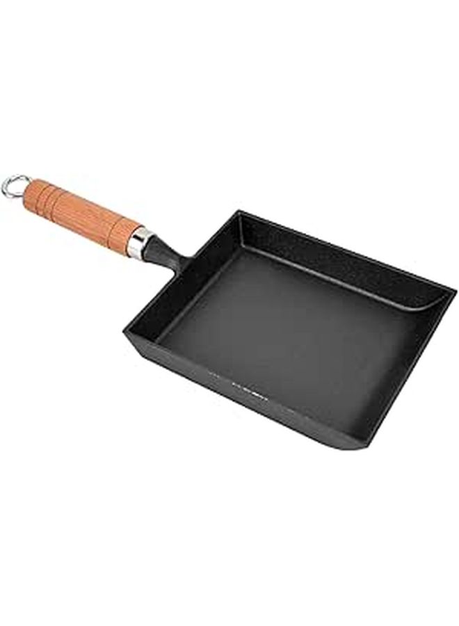 Acouto 15.5cm Cast Iron Nonstick Frying Pan With Wood Handle Lightweight Versatile For Kitchen Camping - Image 1