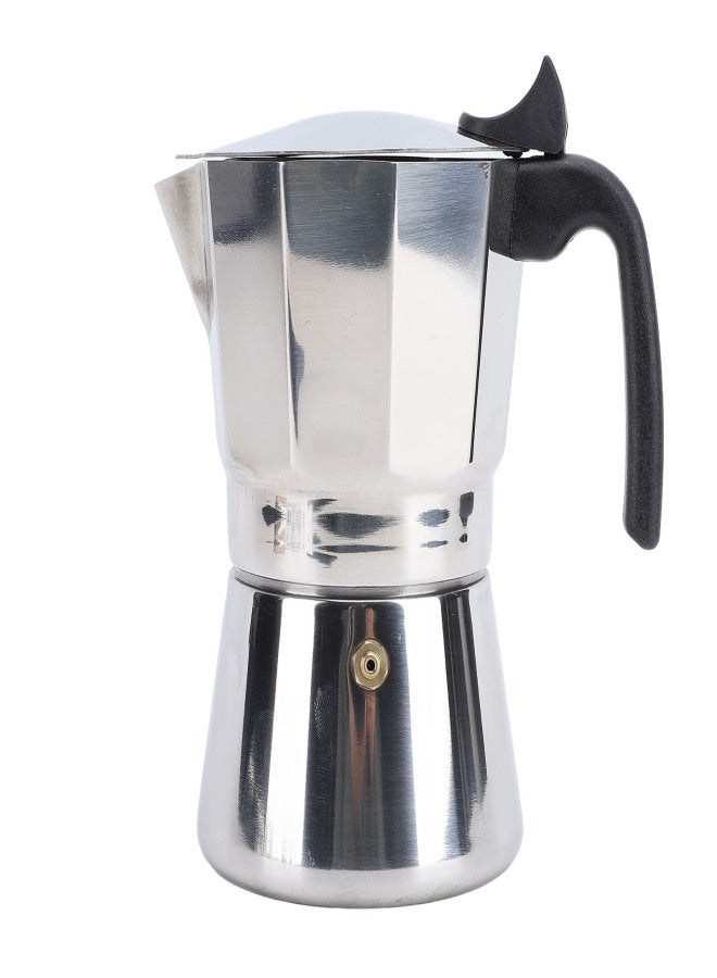 Stovetop Coffee Maker Stainless Steel Octagonal Even Heat Distribution Stovetop Coffee Maker Pot Silver 300ML 6.3 X 6.5 X 3.9in - Image 1
