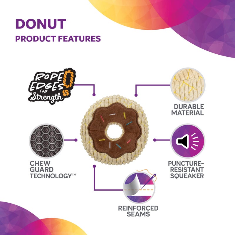TrustyPup Tough 'N Fun Donut Squeaky Plush Dog Toy, Chew Guard Technology - Tan, Small (71148) - Image 4