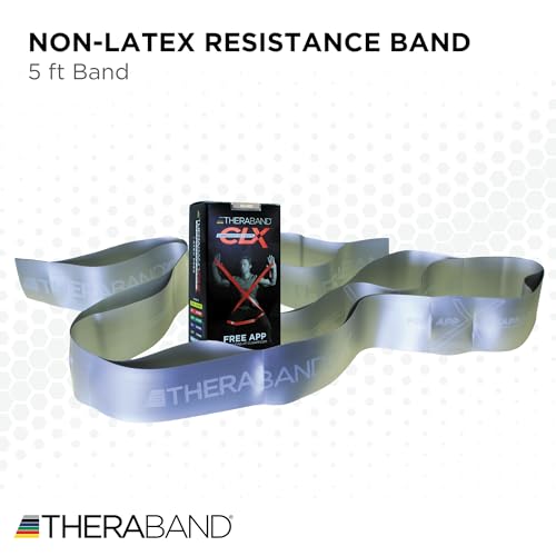 THERABAND CLX Resistance Band with Loops, 5-Foot Band, Silver, Super Heavy, Non-Latex, Elastic Band for Exercise, Mobility & Rehab, Stretching, Home Workouts, Color-Coded for Easy Resistance Levels - Image 2