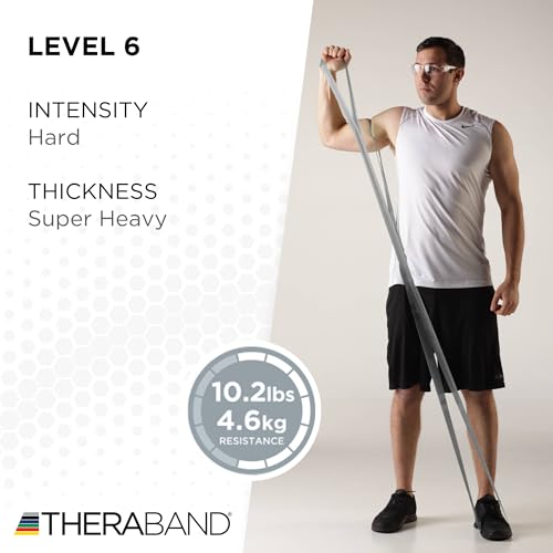 THERABAND CLX Resistance Band with Loops, 5-Foot Band, Silver, Super Heavy, Non-Latex, Elastic Band for Exercise, Mobility & Rehab, Stretching, Home Workouts, Color-Coded for Easy Resistance Levels - Image 3