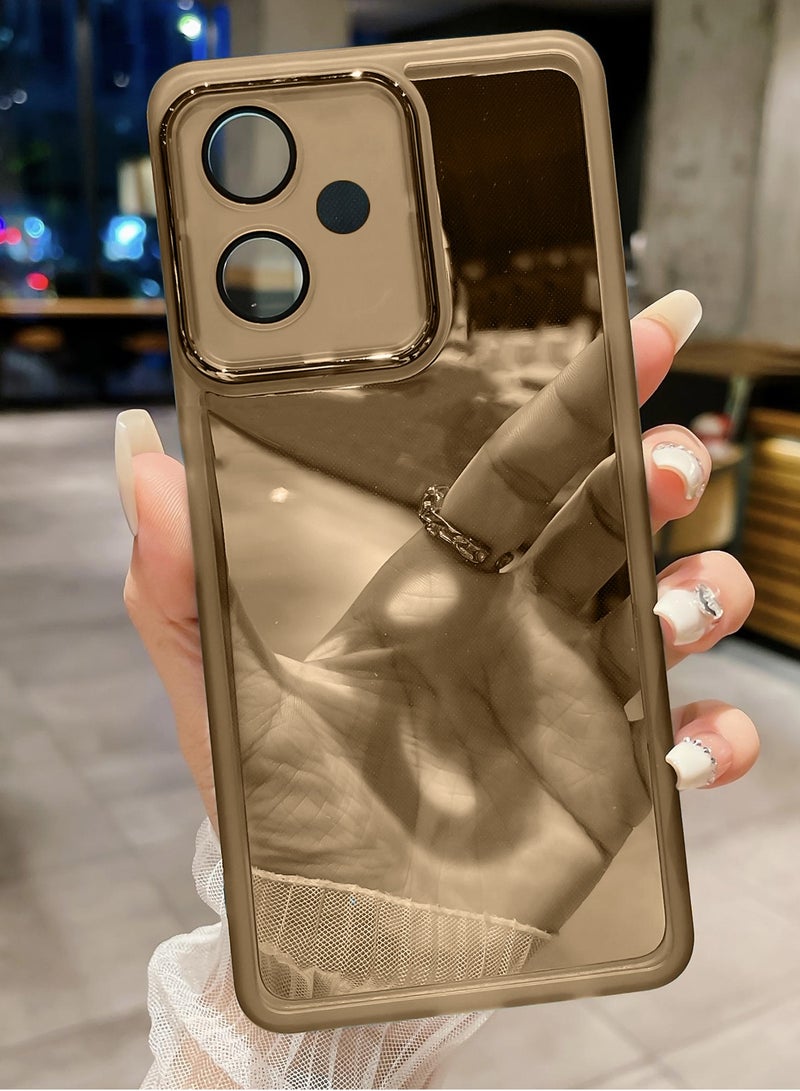 Wtech Infinix Smart 10 4G 2025 Soft Transparent TPU Camera Protection Silicone Ultra Thin Phone Stylish Electroplated Camera Border Back Case Cover - Brown - Image 2