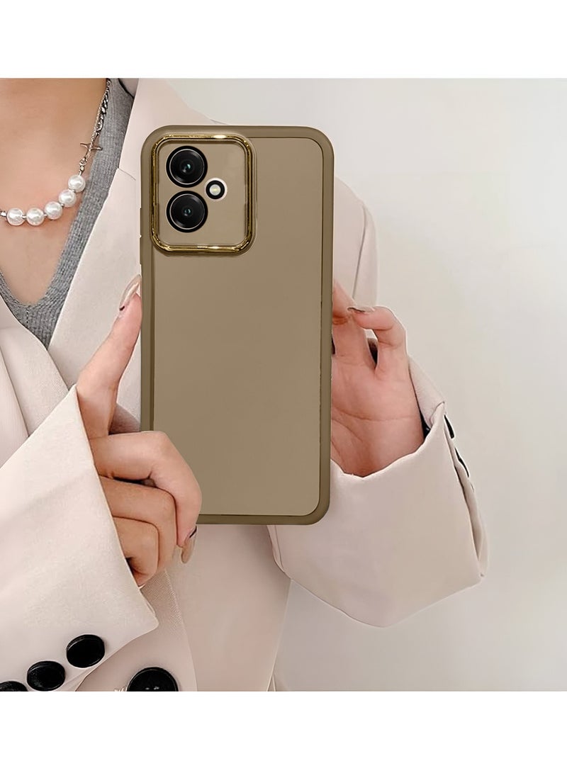 Wtech Infinix Smart 10 4G 2025 Soft Transparent TPU Camera Protection Silicone Ultra Thin Phone Stylish Electroplated Camera Border Back Case Cover - Brown - Image 4