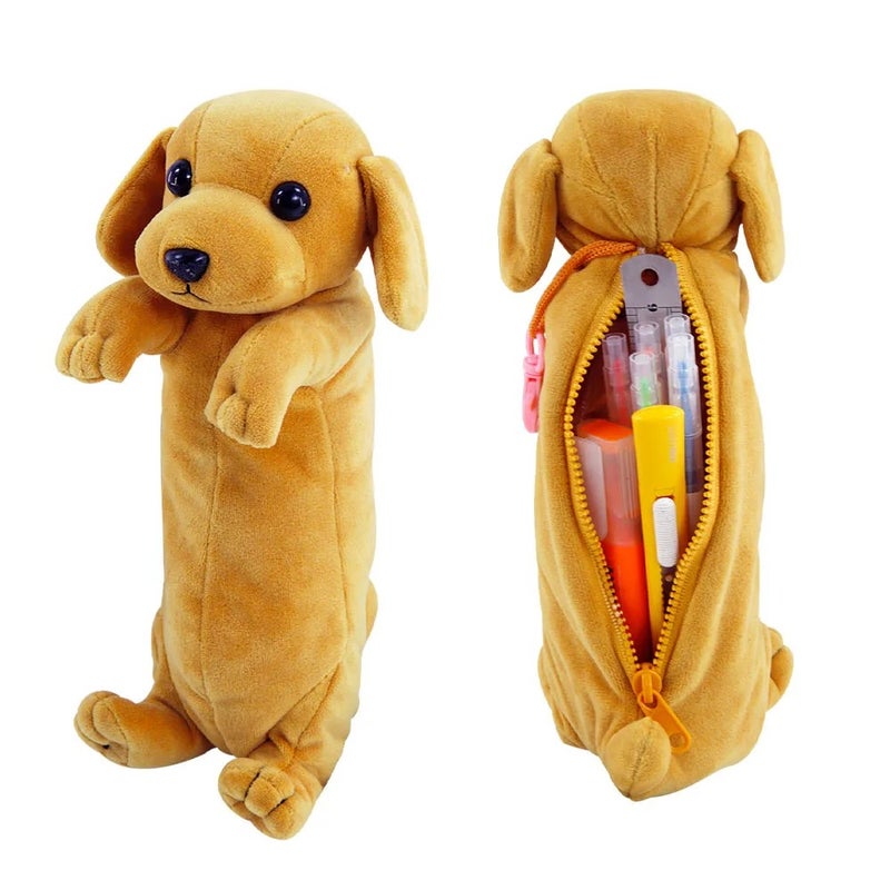 Y&D Hot Sale Cute Dog Plush Pencil Pouch & Makeup Brush Case – Soft Fluffy Stuffed Animal Toy Cosmetic Bag for Women, Perfect Gift for Girls and Teens - Image 1
