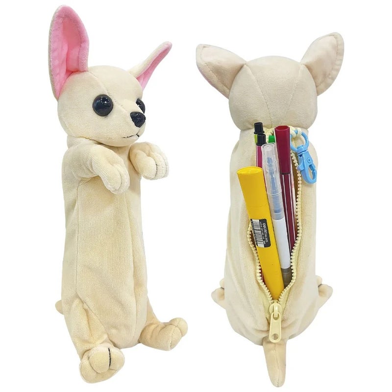 Y&D Hot Sale Cute Dog Plush Pencil Pouch & Makeup Brush Case – Soft Fluffy Stuffed Animal Toy Cosmetic Bag for Women, Perfect Gift for Girls and Teens - Image 2
