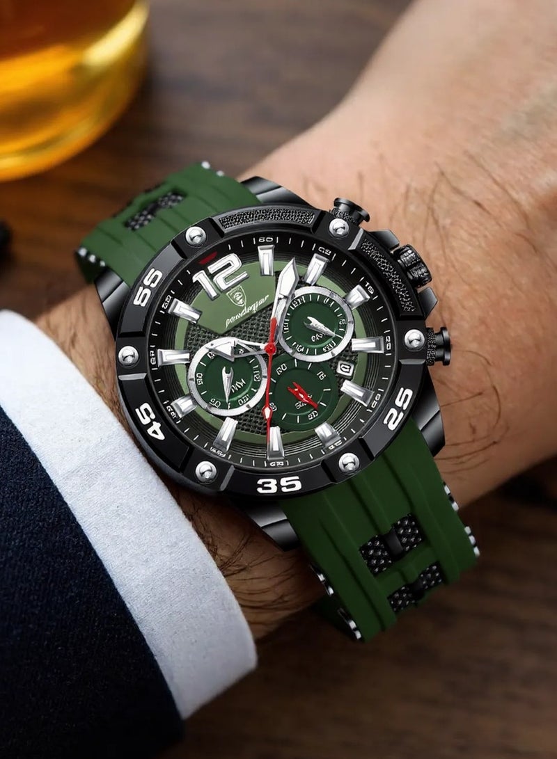 POEDAGAR Man Watch,Multifunction Waterproof Sports Watch, Luminous Quartz Watch Silicone Strap 46mm - Image 2