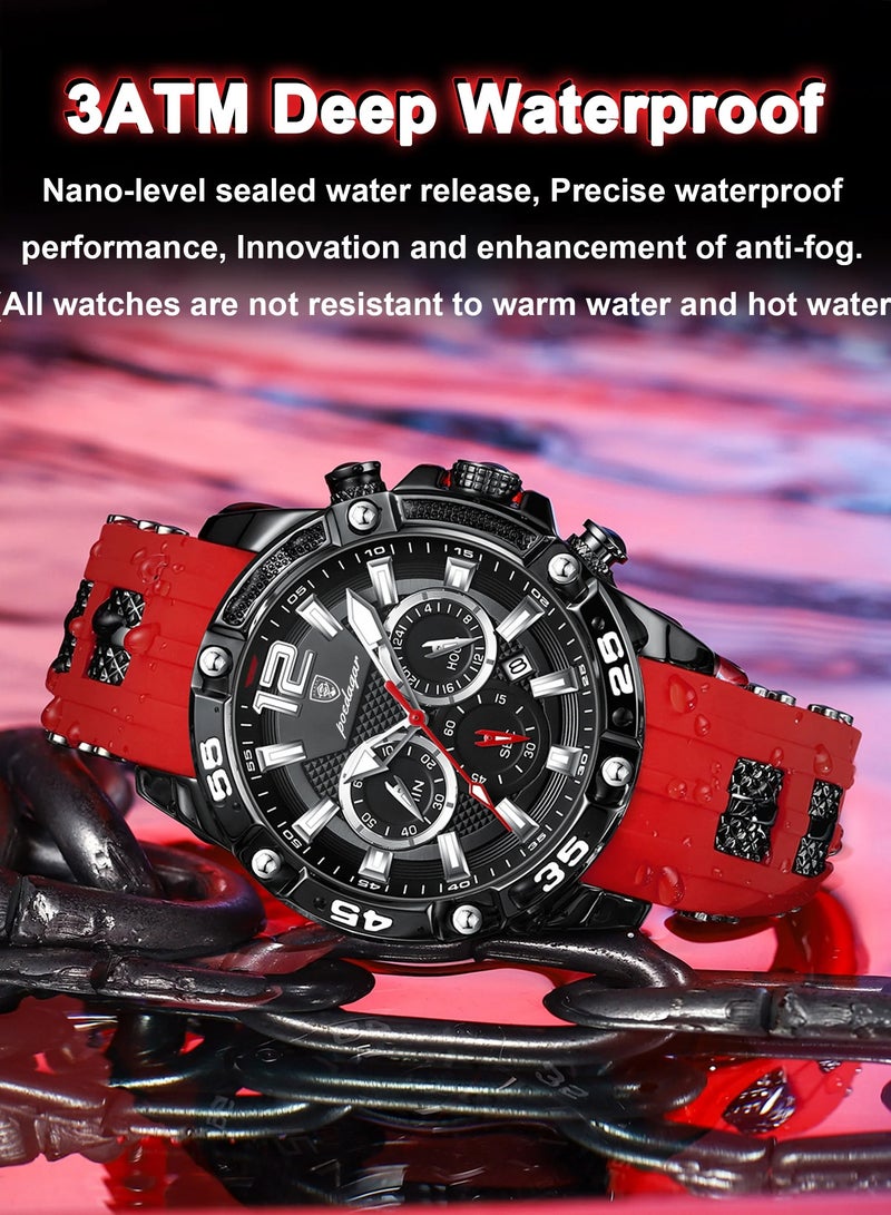 POEDAGAR Man Watch,Multifunction Waterproof Sports Watch, Luminous Quartz Watch Silicone Strap 46mm - Image 3