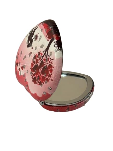 Portable Cute Compact Design Metal and Glass Mirror with Stones 2x1 Magnification for Makeup and Bags for Women  - Image 4