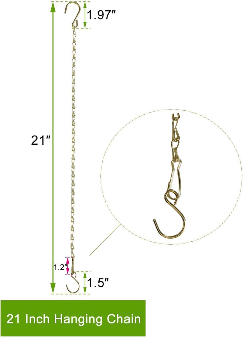 Sersberg Chain for Hanging Plants,21 Inch Gold Hanging Chain, Small Hanging Basket Chain Kits with Hooks for Bird Feeder Hanging Basket Extender Porch Wind Chime (Gold, 21 Inch-6PCS) - Image 2