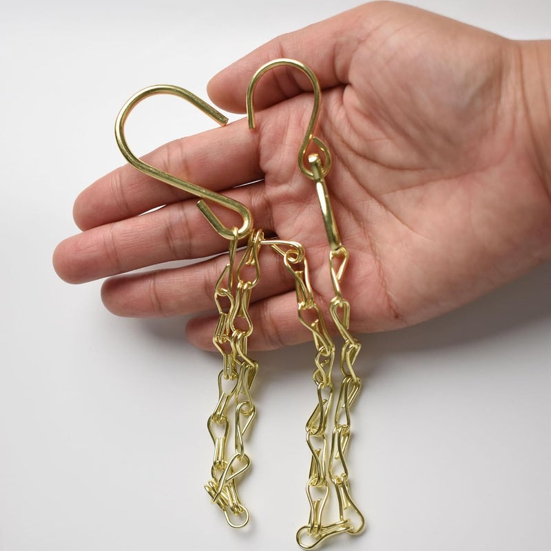 Sersberg Chain for Hanging Plants,21 Inch Gold Hanging Chain, Small Hanging Basket Chain Kits with Hooks for Bird Feeder Hanging Basket Extender Porch Wind Chime (Gold, 21 Inch-6PCS) - Image 4