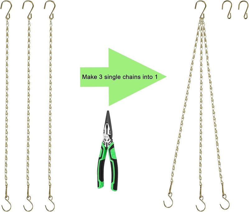 Sersberg Chain for Hanging Plants,21 Inch Gold Hanging Chain, Small Hanging Basket Chain Kits with Hooks for Bird Feeder Hanging Basket Extender Porch Wind Chime (Gold, 21 Inch-6PCS) - Image 5
