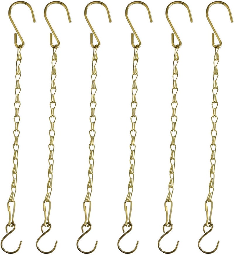 Sersberg Chain for Hanging Plants,21 Inch Gold Hanging Chain, Small Hanging Basket Chain Kits with Hooks for Bird Feeder Hanging Basket Extender Porch Wind Chime (Gold, 21 Inch-6PCS) - Image 1