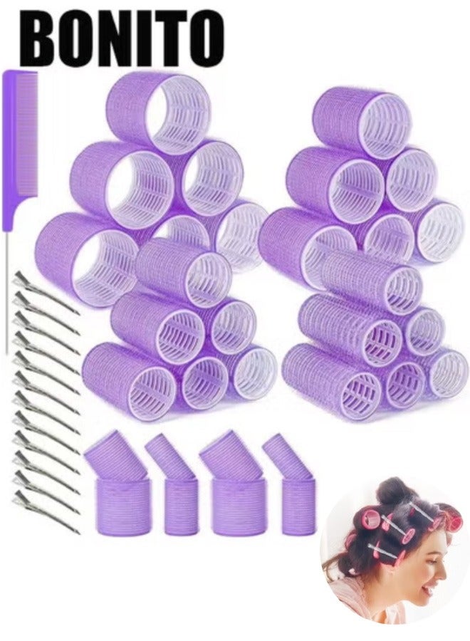 BONITO 37-Piece Curling Iron Roller Set with Metal Clips for Long Medium Short Thick Thin Hair Bangs Curls (purple) - Image 1