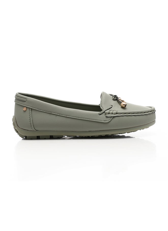 DejaVu - Semi Causal Sage Green Flat Ballerina - Image 1