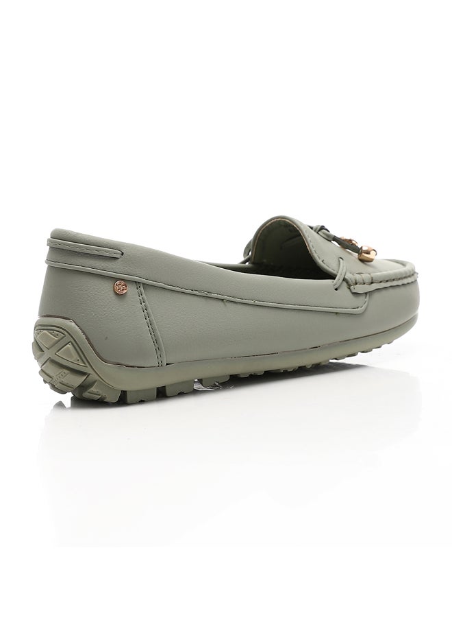 DejaVu - Semi Causal Sage Green Flat Ballerina - Image 1