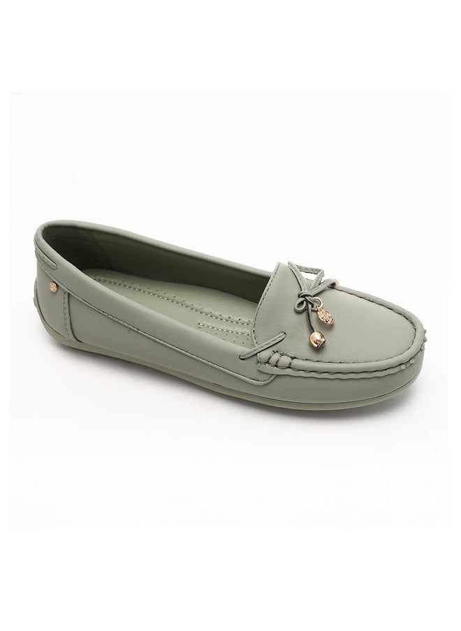 DejaVu - Semi Causal Sage Green Flat Ballerina - Image 1