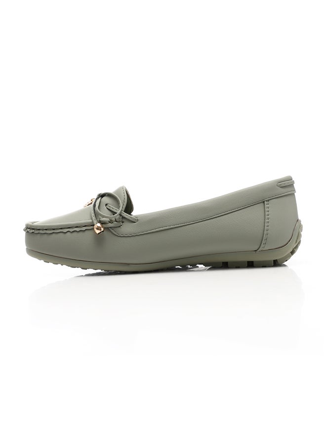 DejaVu - Semi Causal Sage Green Flat Ballerina - Image 1