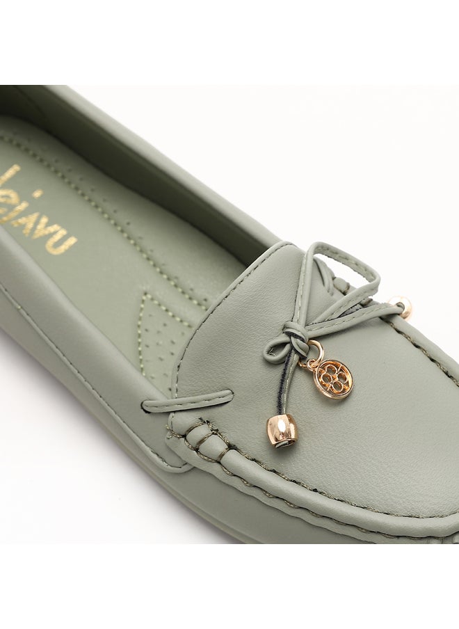 DejaVu - Semi Causal Sage Green Flat Ballerina - Image 1