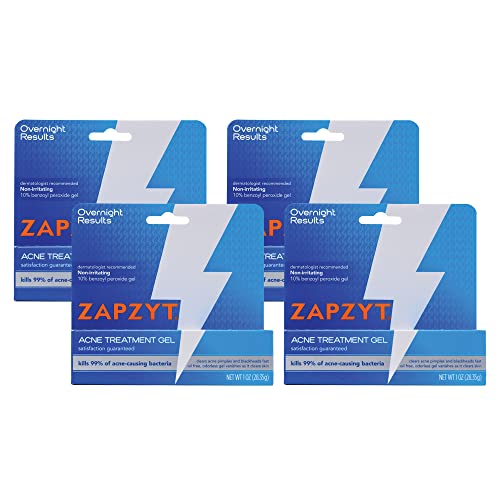 Zapzyt Maximum Strength 10 Benzoyl Peroxide Acne Treatment Gel 1 oz Pack of 4