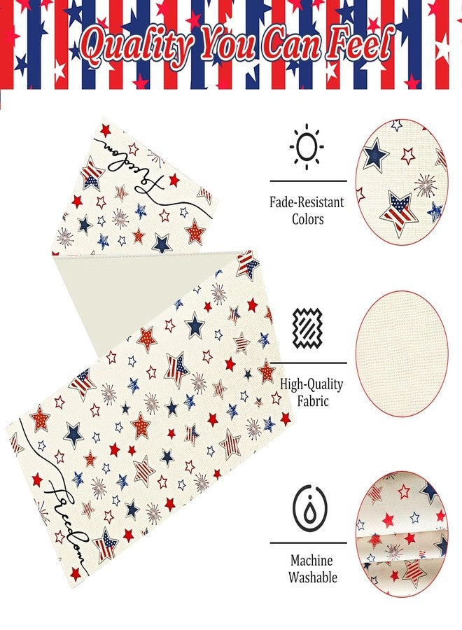 Geodurn 72 x 13 Inches Freedom Stars Table Runner, Red White Blue Stars and Fireworks Design for Independence Day, 4th of July, Patriotic Celebrations, Summer Party Decorations, Festive Dining Table Decor - Image 4