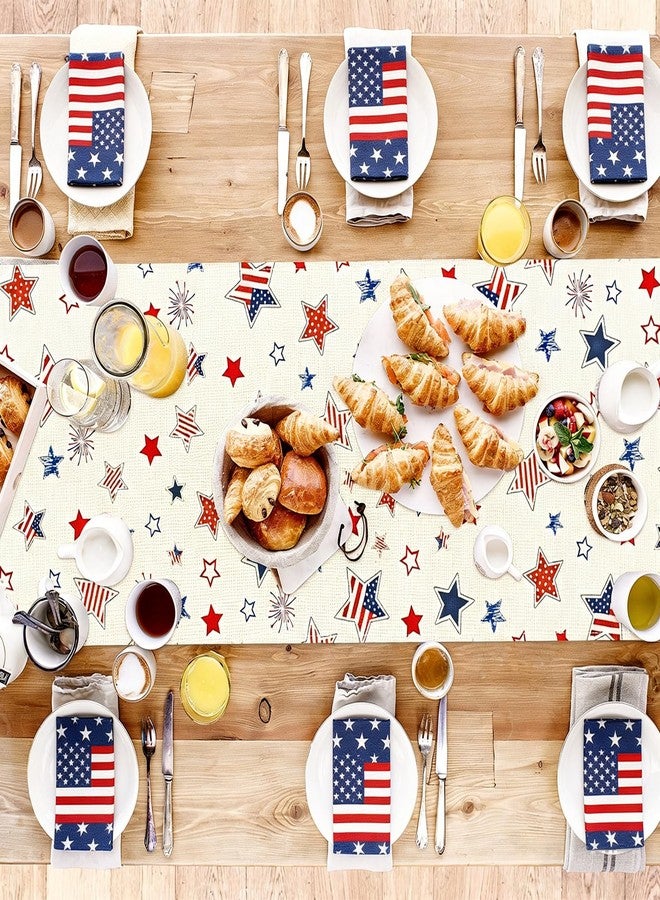 Geodurn 72 x 13 Inches Freedom Stars Table Runner, Red White Blue Stars and Fireworks Design for Independence Day, 4th of July, Patriotic Celebrations, Summer Party Decorations, Festive Dining Table Decor - Image 5