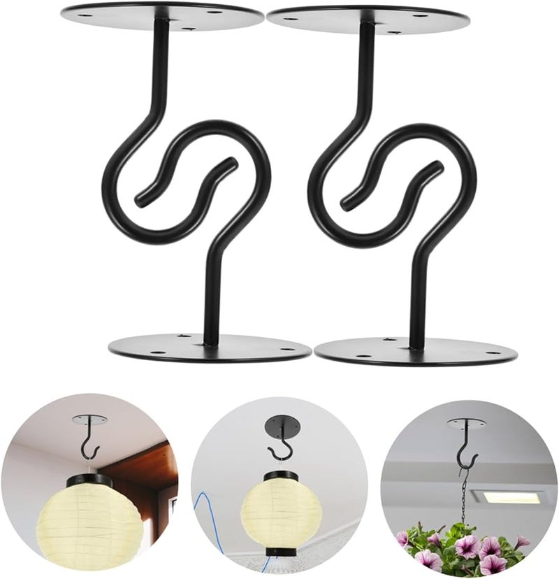 خطافات النباتات السوداء للسقف 4 مجموعات حاملات حائط لتزيين التعليق سهلة التركيب - Image 3